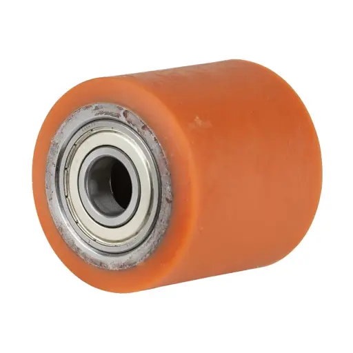 C40.75.20A Wheel series Pallet truck roller 75x75mm brown polyurethane on steel centre 20mm bore, width over ball bearings 75mm 570kg