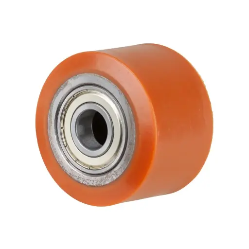 C40.80.20A Wheel series Pallet truck roller 80x54mm brown polyurethane on steel centre 20mm bore, width over ball bearings 54mm 500kg