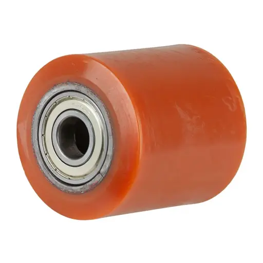C40.82.20H Wheel series Pallet truck roller 82x90mm brown polyurethane on steel centre 20mm bore, width over ball bearings 90mm, 900kg
