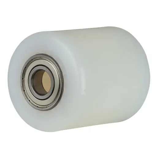 C45.82.20B Wheel series Pallet truck roller 82x98mm white nylon 20mm bore, width over ball bearings 98mm, 1000kg