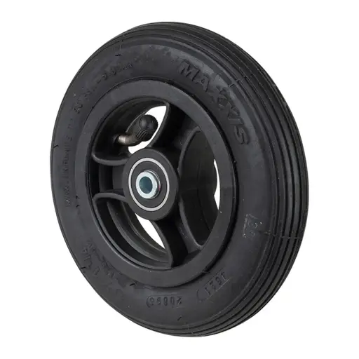D20.151 Pneumatic wheel series 150x30mm 2ply black rubber on polyamide rim 8mm bore hub length 36mm ball bearing 60kg 