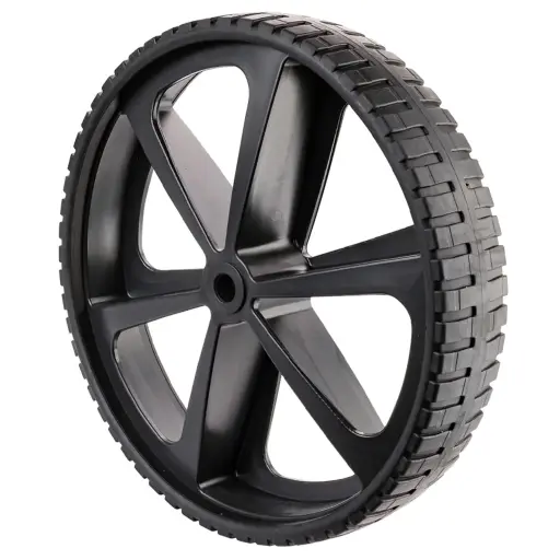 B51.401 Wheel series 400mm black thermoplastic rubber on black polypropylene centre 20mm bore hub length 75mm plain bearing 300kg