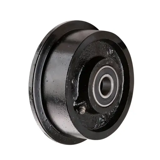 C65.126 Wheel series 125mm flanged cast iron 20mm bore hub length 52mm ball bearing 900kg