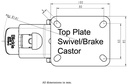 LH series 125mm swivel/brake top plate 100x85mm - Plate drawing