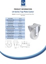LH series 100mm fixed top plate 100x85mm castor with nylon plain bearing wheel 500kg - Spec Sheet