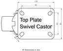 LH series 100mm swivel top plate 100x85mm - Plate dimensions
