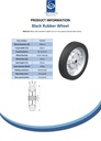 Wheel series 300mm black rubber on pressed steel centre 25mm bore hub length 50mm roller bearing 300kg - Spec Sheet