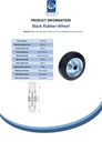Wheel series 100mm black rubber on pressed steel centre 14mm bore hub length 39mm roller bearing 90kg - Spec Sheet