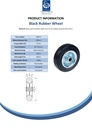 Wheel series 125mm black rubber on pressed steel centre 14mm bore hub length 49mm roller bearing 120kg - Spec Sheet