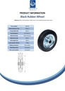 Wheel series 160mm black rubber on pressed steel centre 20mm bore hub length 58mm roller bearing 150kg - Spec Sheet