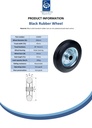 Wheel series 200mm black rubber on pressed steel centre 25mm bore hub length 57mm roller bearing 185kg - Spec Sheet