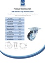 300 series 80mm swivel top plate 100x80mm castor with black rubber on pressed steel centre roller bearing wheel 70kg - Spec Sheet