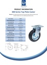 300 series 125mm swivel top plate 100x80mm castor with black rubber on pressed steel centre roller bearing wheel 120kg - Spec Sheet
