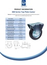 300 series 160mm fixed top plate 146x107mm castor with black rubber on pressed steel centre roller bearing wheel 150kg - Spec Sheet