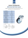 300 series 80mm swivel bolt hole 10,5mm castor with black rubber on pressed steel centre roller bearing wheel 70kg - Spec Sheet