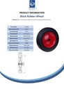 Wheel series 350mm black rubber on pressed steel centre 25.4mm (1") bore hub length 63mm roller bearing 400kg - Spec Sheet