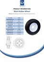 Wheel series 400mm black rubber on 4-stud steel rim with 4" PCD 500kg - Spec Sheet