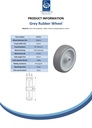 Wheel series 100mm grey TPR-rubber on polypropylene centre 12mm bore hub length 45mm plain bearing 110kg - Spec Sheet