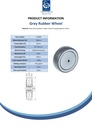 Wheel series 100mm grey TPR-rubber on polypropylene centre 8mm bore hub length 39mm ball bearing 110kg - Spec Sheet