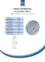 Wheel series 125mm grey TPR-rubber on polypropylene centre 12mm bore hub length 45mm plain bearing 125kg - Spec Sheet