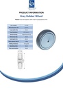 Wheel series 125mm grey TPR-rubber on polypropylene centre 10mm bore hub length 48mm ball bearing 130kg - Spec Sheet