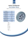 Wheel series 200mm grey rubber on polypropylene centre 20mm bore hub length 60mm plain bearing 205kg - Spec Sheet