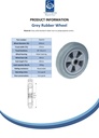 Wheel series 200mm grey rubber on polypropylene centre 20mm bore hub length 60mm roller bearing 205kg - Spec Sheet