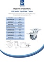 100 series 50mm swivel/brake top plate 60x60mm castor with grey TPR-rubber on polypropylene centre plain bearing wheel 40kg - Spec Sheet