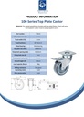 100 series 75mm swivel/brake top plate 60x60mm castor with grey TPR-rubber on polypropylene centre plain bearing wheel 60kg - Spec Sheet
