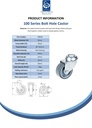 100 series 50mm swivel bolt hole 10mm castor with grey TPR-rubber on polypropylene centre plain bearing wheel 40kg - Spec Sheet