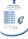100 series 75mm swivel/brake bolt hole 10mm castor with grey TPR-rubber on polypropylene centre plain bearing wheel 60kg - Spec Sheet