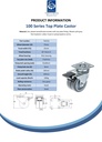 100 series 2x75mm swivel/brake top plate 77x67mm castor with grey TPR-rubber on polypropylene centre plain bearing wheels 100kg - Spec Sheet
