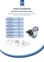 100 series 2x50mm swivel/brake bolt hole 10mm castor with grey TPR-rubber on polypropylene centre plain bearing wheels 70kg - Spec Sheet