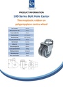 100 series 2x75mm swivel bolt hole 12mm castor with grey TPR-rubber on polypropylene centre plain bearing wheels 100kg - Spec Sheet