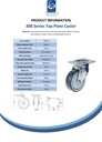 300 series 80mm swivel top plate 100x80mm castor with grey TPR-rubber on polypropylene centre ball bearing wheel 80kg - Spec Sheet