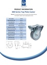 300 series 100mm fixed top plate 100x84mm castor with grey TPR-rubber on polypropylene centre ball bearing wheel 110kg - Spec Sheet
