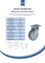 300 series 125mm swivel top plate 100x80mm castor with grey TPR-rubber on polypropylene centre ball bearing wheel 130kg - Spec Sheet