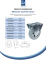 300 series 160mm fixed top plate 146x107mm castor with grey rubber on polypropylene centre plain bearing wheel 135kg - Spec Sheet