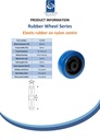 Wheel series 100mm blue elastic rubber on nylon centre 12mm bore hub length 44mm plain bearing 150kg - Spec Sheet