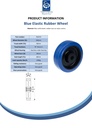 Wheel series 160mm blue elastic rubber on nylon centre 20mm bore hub length 60mm stainless steel roller bearing 350kg - Spec Sheet