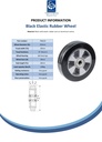 Wheel series 250mm black elastic rubber on aluminium centre 20mm bore hub length 58mm ball bearings 500kg - Spec Sheet