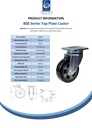 800 series 152mm swivel top plate 135x110mm castor with black elastic rubber on aluminium centre ball bearing wheel 330kg - Spec Sheet