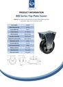 800 series 152mm fixed top plate 135x114mm castor with black elastic rubber on aluminium centre ball bearing wheel 330kg - Spec Sheet