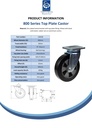 800 series 200mm swivel top plate 135x110mm castor with black elastic rubber on aluminium centre ball bearing wheel 450kg - Spec Sheet