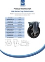 800 series 200mm fixed top plate 135x114mm castor with black elastic rubber on aluminium centre ball bearing wheel 450kg - Spec Sheet