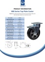800 series 200mm swivel/brake top plate 135x110mm castor with black elastic rubber on aluminium centre ball bearing wheel 450kg - Spec Sheet
