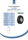 Wheel series 160mm black elastic rubber on welded steel centre 20mm bore hub length 60mm ball bearings 450kg - Spec Sheet