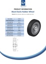 Wheel series 200mm black elastic rubber on welded steel centre 20mm bore hub length 60mm ball bearings 600kg - Spec Sheet