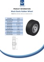 Wheel series 200mm black elastic rubber on welded steel centre 25mm bore hub length 90mm ball bearings 850kg - Spec Sheet