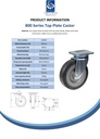 800 series 160mm swivel top plate 135x110mm castor with black elastic rubber on welded steel centre ball bearing wheel 450kg - Spec Sheet